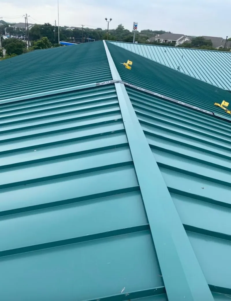 Green commercial metal roof ridge and valley for Metal Roof Repair in Page